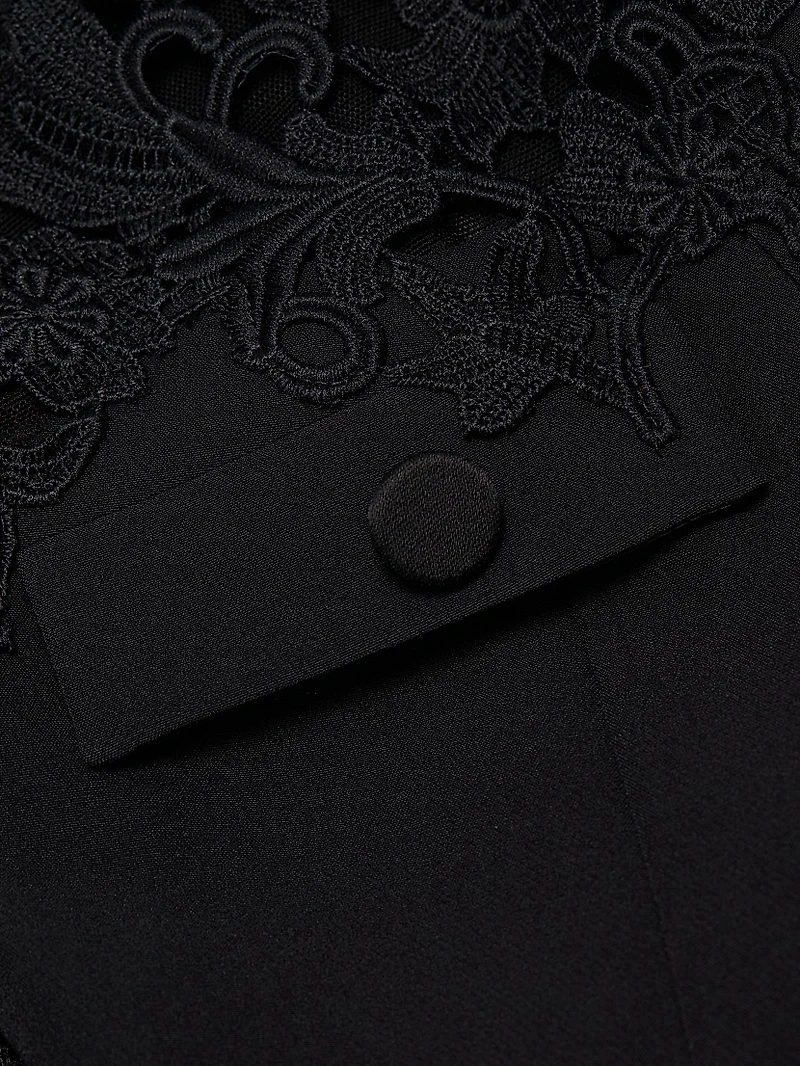 Navina Lace-Trim Crepe Minidress