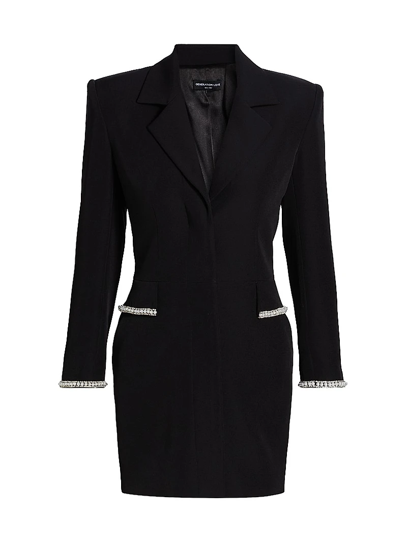 Stellina Faux-Pearl-Embellished Crepe Blazer Minidress