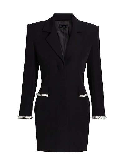Stellina Faux-Pearl-Embellished Crepe Blazer Minidress