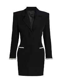 Stellina Faux-Pearl-Embellished Crepe Blazer Minidress