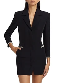 Stellina Faux-Pearl-Embellished Crepe Blazer Minidress