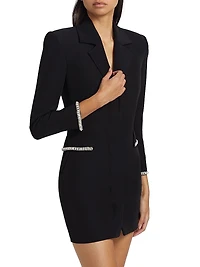 Stellina Faux-Pearl-Embellished Crepe Blazer Minidress