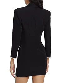 Stellina Faux-Pearl-Embellished Crepe Blazer Minidress