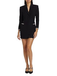 Stellina Faux-Pearl-Embellished Crepe Blazer Minidress