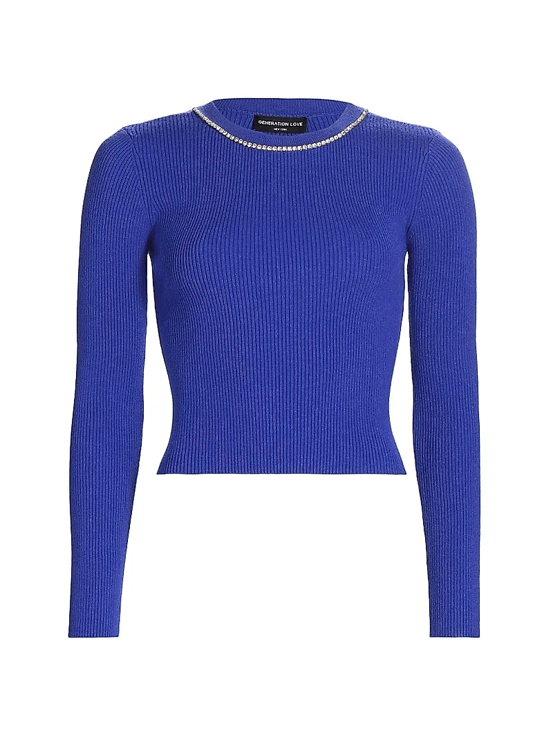 Odette Crystal-Embellished Rib-Knit Sweater