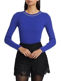 Odette Crystal-Embellished Rib-Knit Sweater