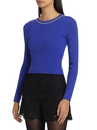Odette Crystal-Embellished Rib-Knit Sweater