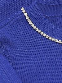 Odette Crystal-Embellished Rib-Knit Sweater