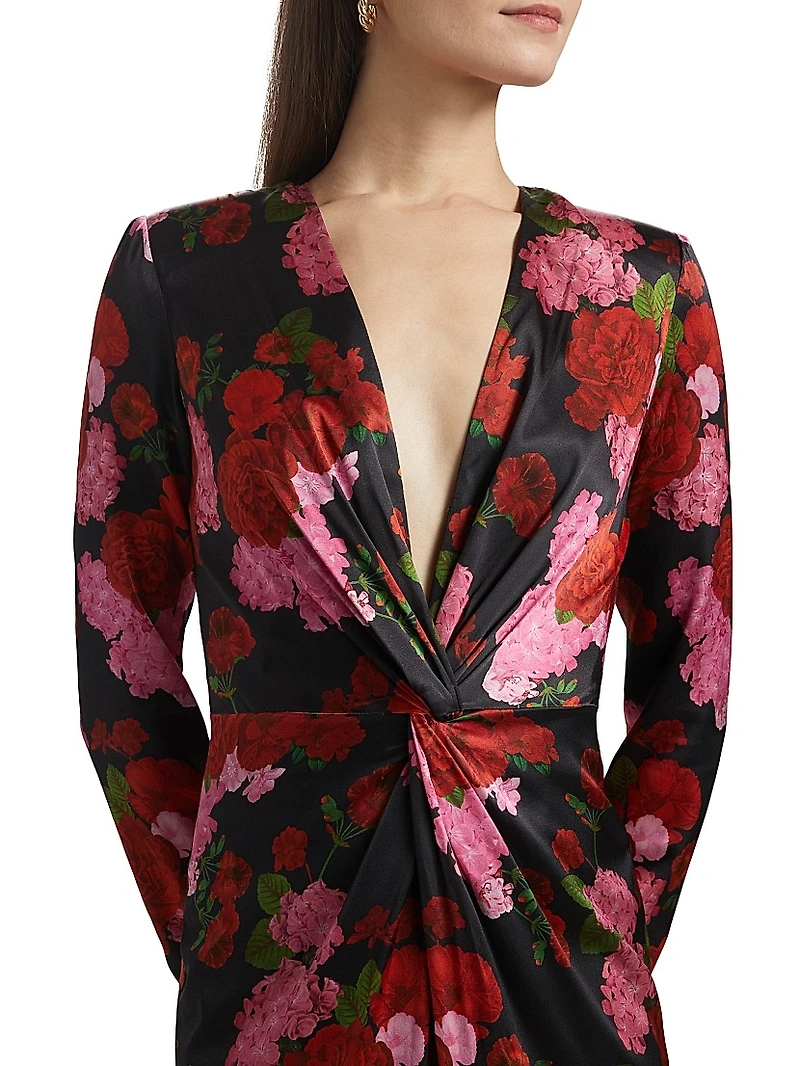 Silvanna Floral Satin Maxi Dress