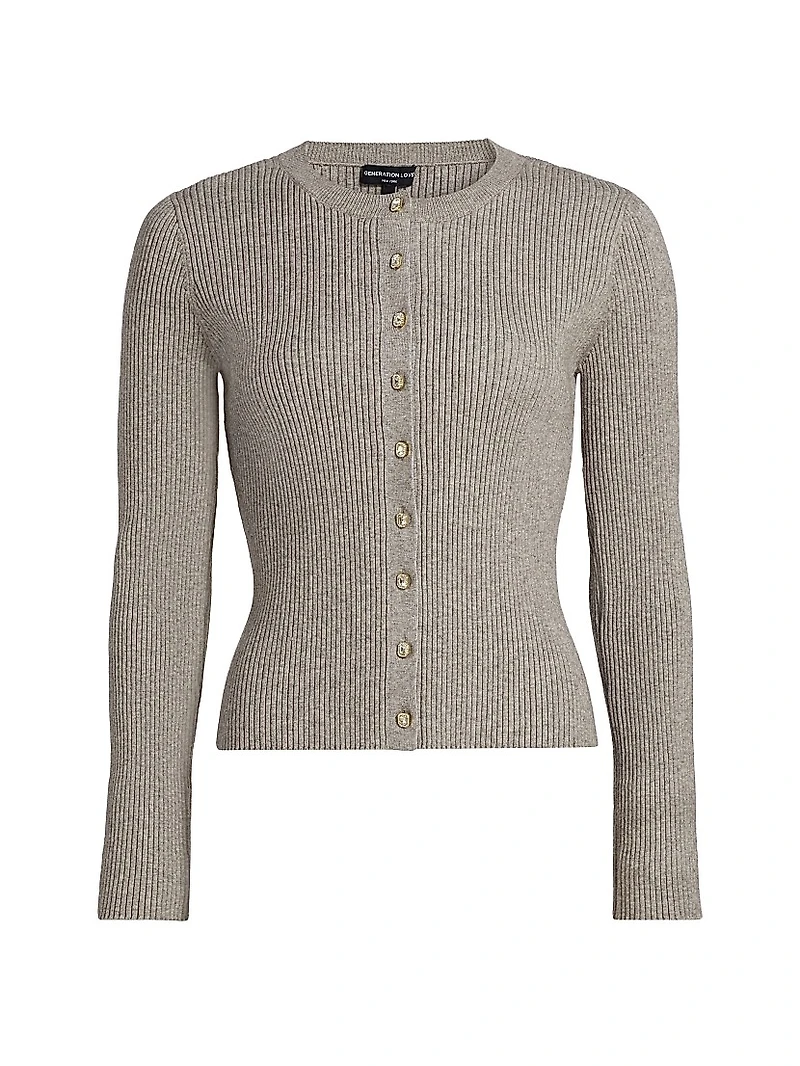 Dua Crystal-Embellished Rib-Knit Cardigan