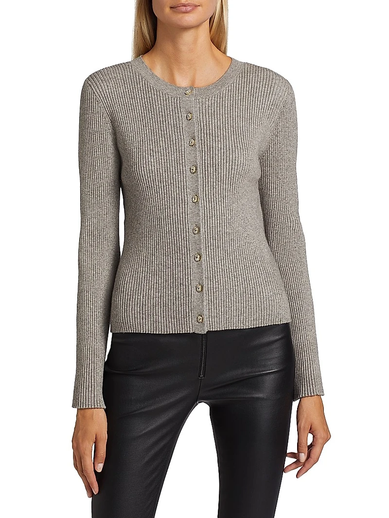 Dua Crystal-Embellished Rib-Knit Cardigan