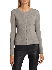 Dua Crystal-Embellished Rib-Knit Cardigan