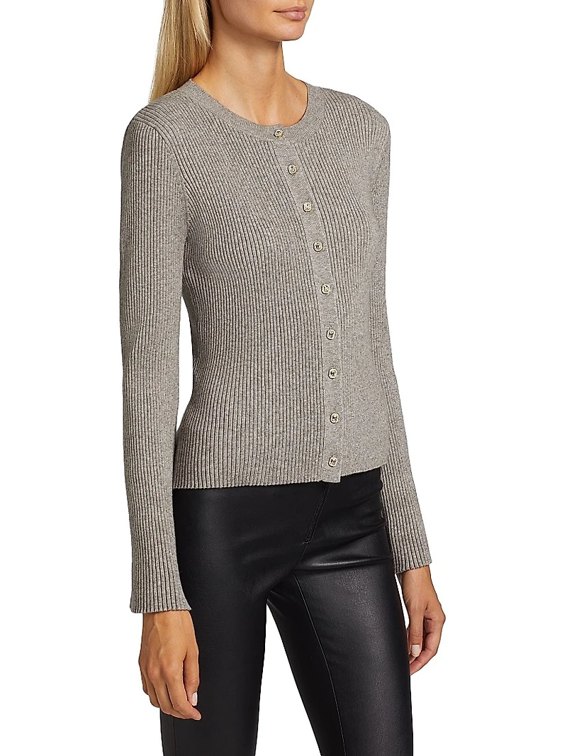 Dua Crystal-Embellished Rib-Knit Cardigan