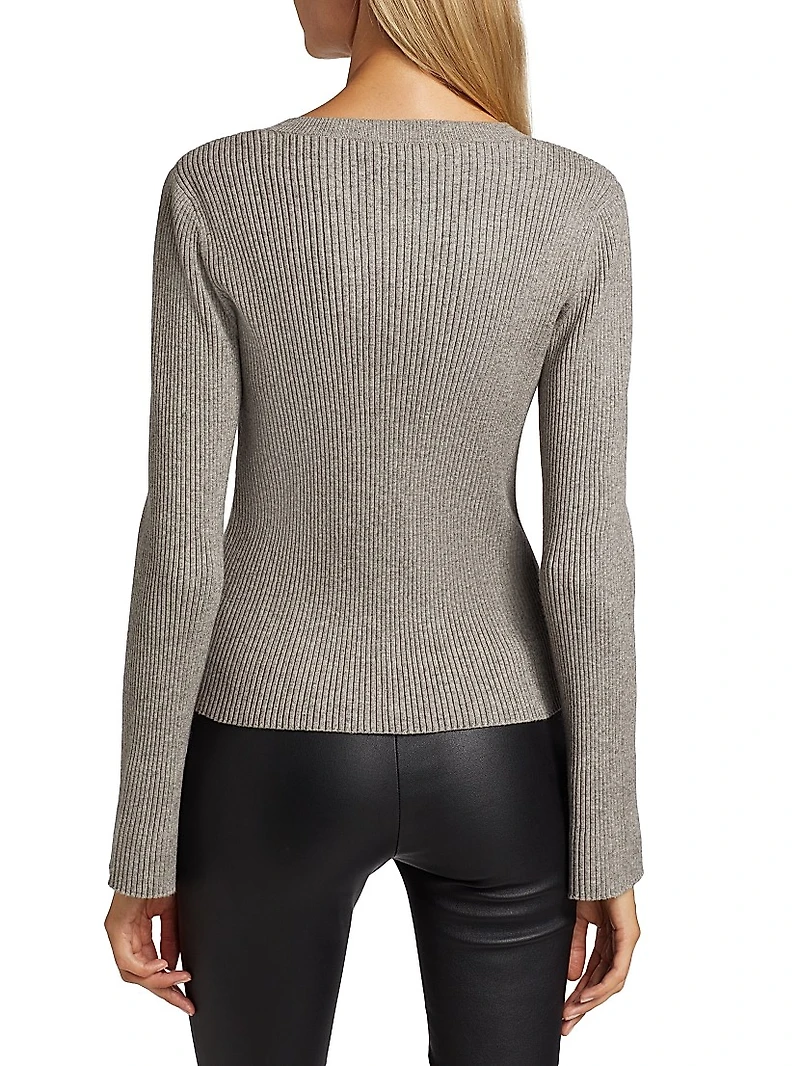 Dua Crystal-Embellished Rib-Knit Cardigan