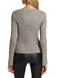 Dua Crystal-Embellished Rib-Knit Cardigan