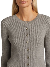 Dua Crystal-Embellished Rib-Knit Cardigan