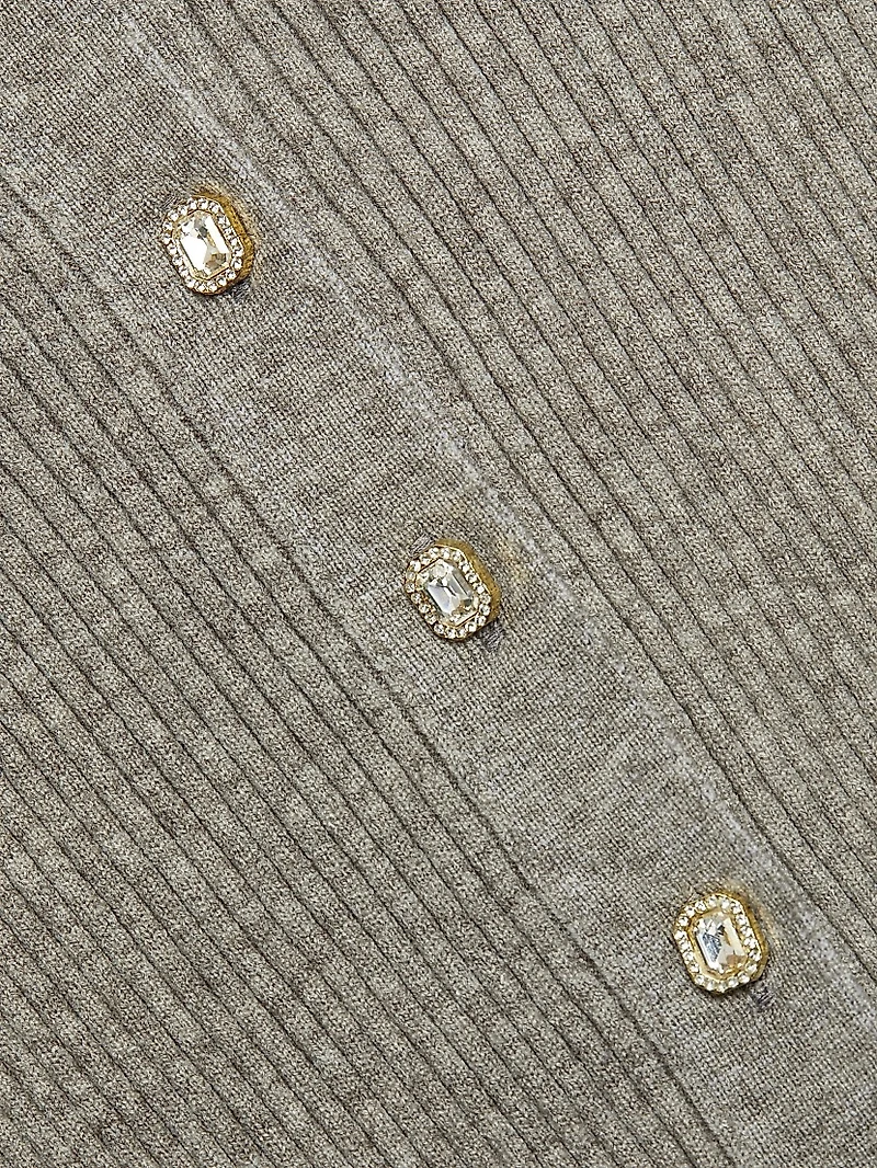 Dua Crystal-Embellished Rib-Knit Cardigan