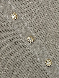 Dua Crystal-Embellished Rib-Knit Cardigan