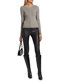 Dua Crystal-Embellished Rib-Knit Cardigan