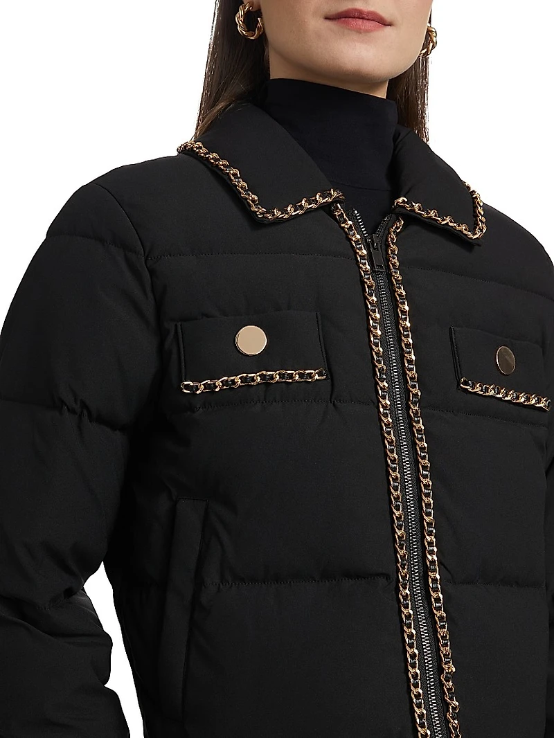 Aniston Chain-Trim Puffer Jacket