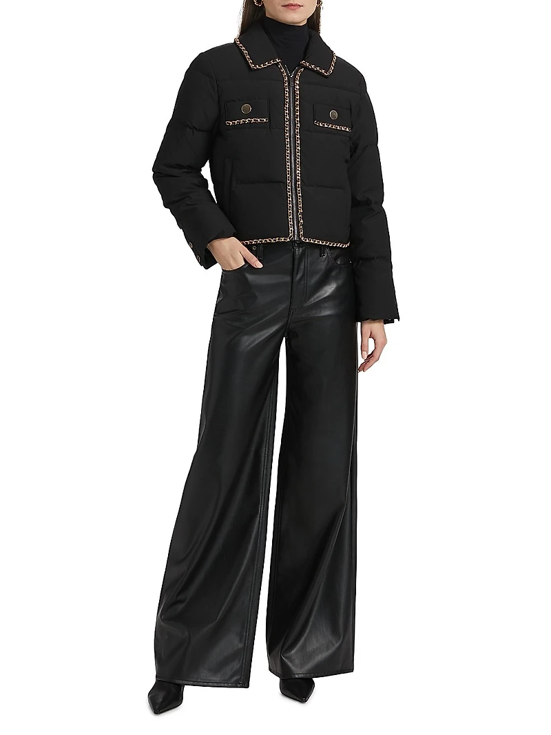 Aniston Chain-Trim Puffer Jacket