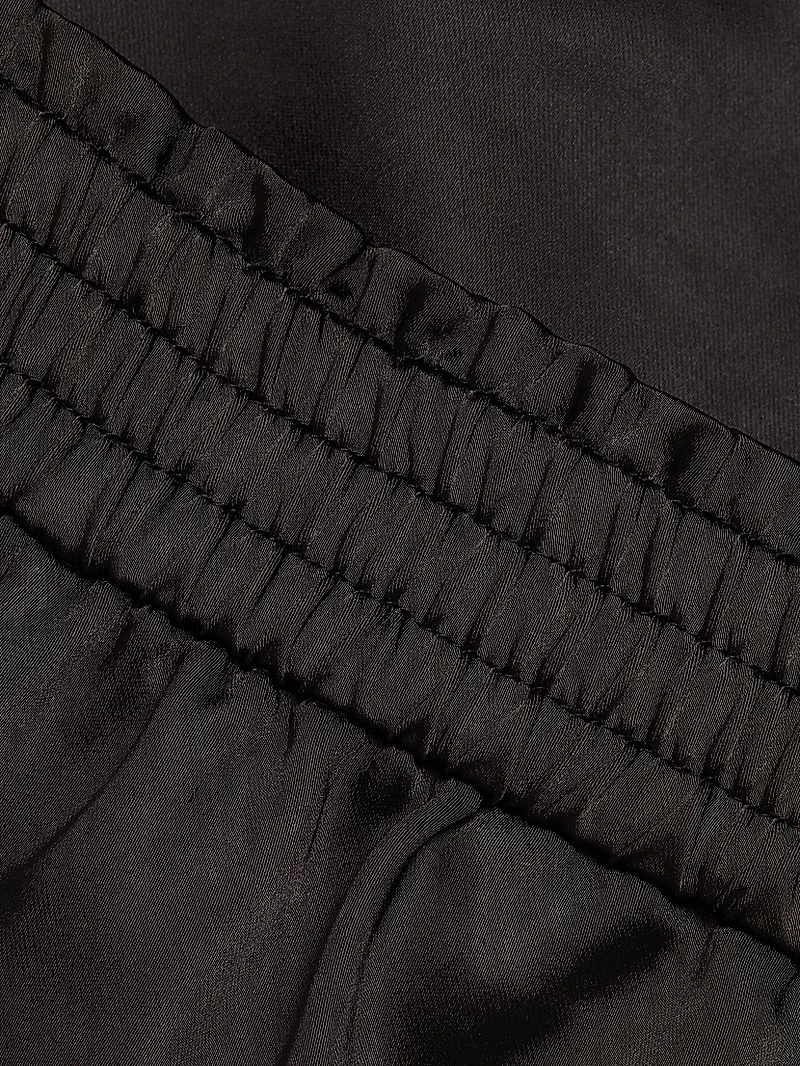 Ceily Satin Lace-Cuff Pants