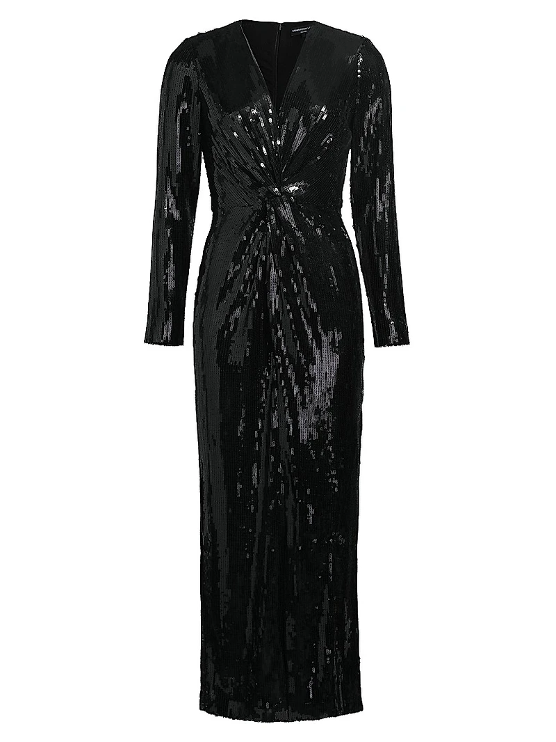 Silvanna Sequined Twist-Front Maxi-Dress