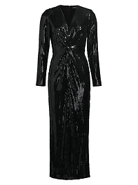 Silvanna Sequined Twist-Front Maxi-Dress