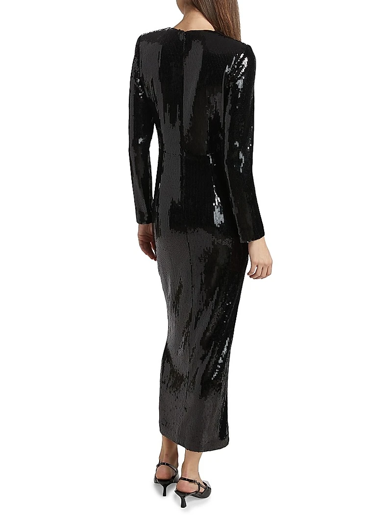 Silvanna Sequined Twist-Front Maxi-Dress