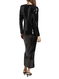 Silvanna Sequined Twist-Front Maxi-Dress