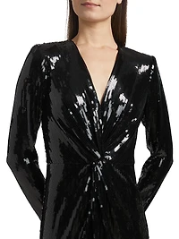Silvanna Sequined Twist-Front Maxi-Dress