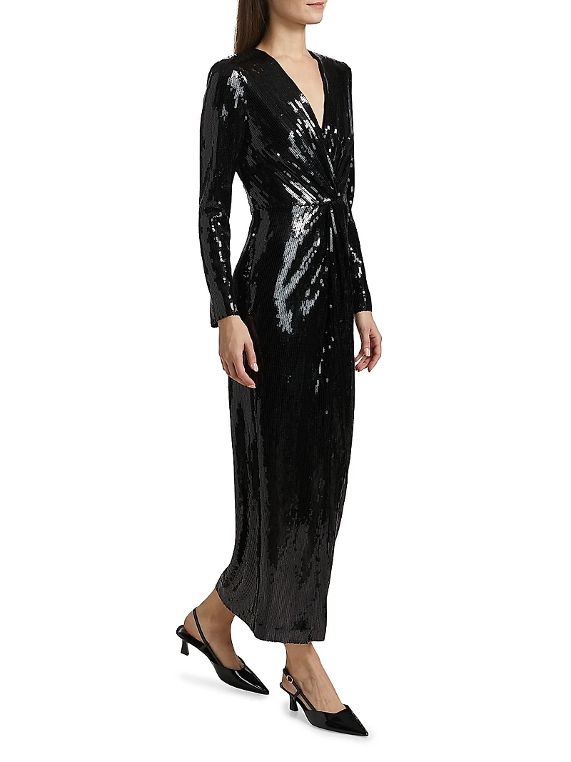 Silvanna Sequined Twist-Front Maxi-Dress