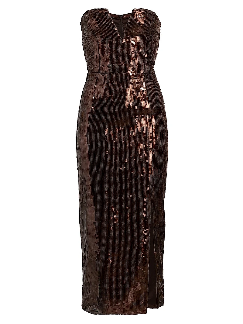 Blaine Sequined Strapless Midi-Dress