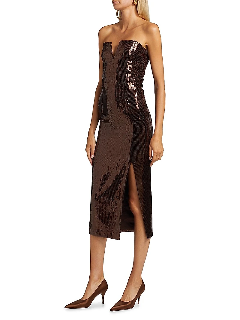 Blaine Sequined Strapless Midi-Dress