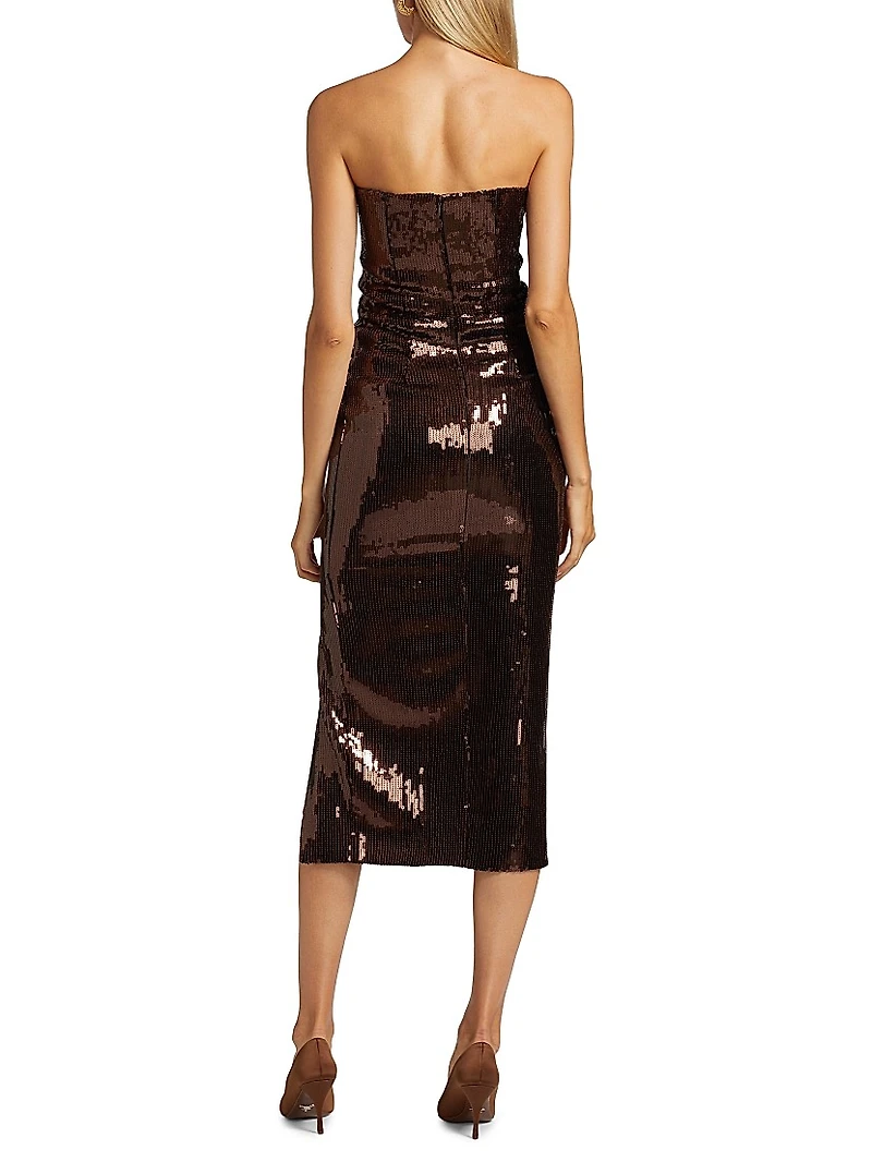 Blaine Sequined Strapless Midi-Dress
