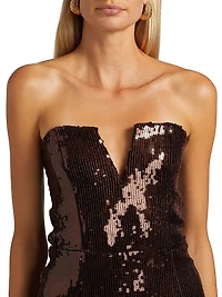 Blaine Sequined Strapless Midi-Dress
