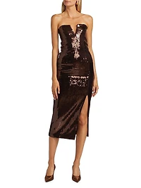 Blaine Sequined Strapless Midi-Dress