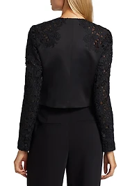 Cortez Lace-Trimmed Satin Crop Jacket