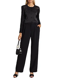 Cortez Lace-Trimmed Satin Crop Jacket