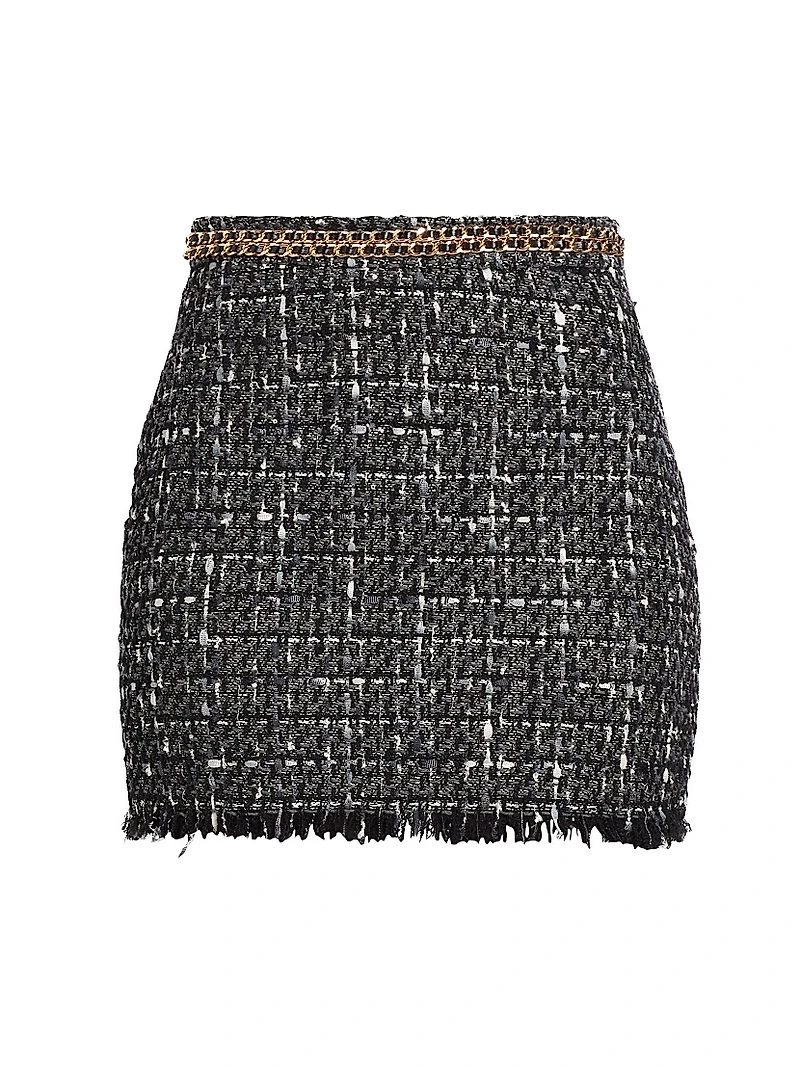 Stella Chain-Embellished Tweed Miniskirt