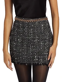 Stella Chain-Embellished Tweed Miniskirt