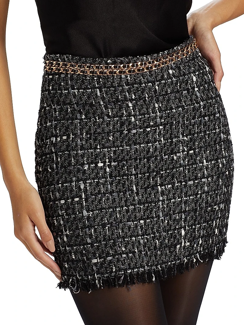 Stella Chain-Embellished Tweed Miniskirt