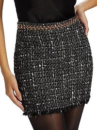 Stella Chain-Embellished Tweed Miniskirt