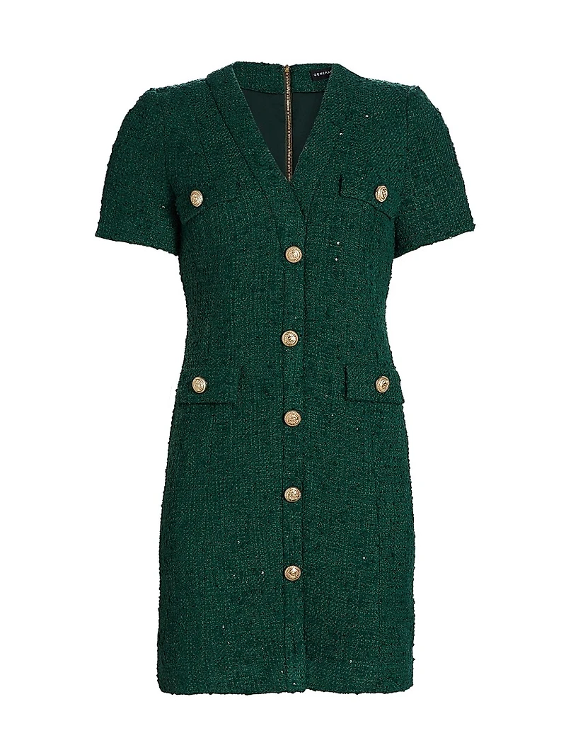 Anne Tweed V-Neck Minidress