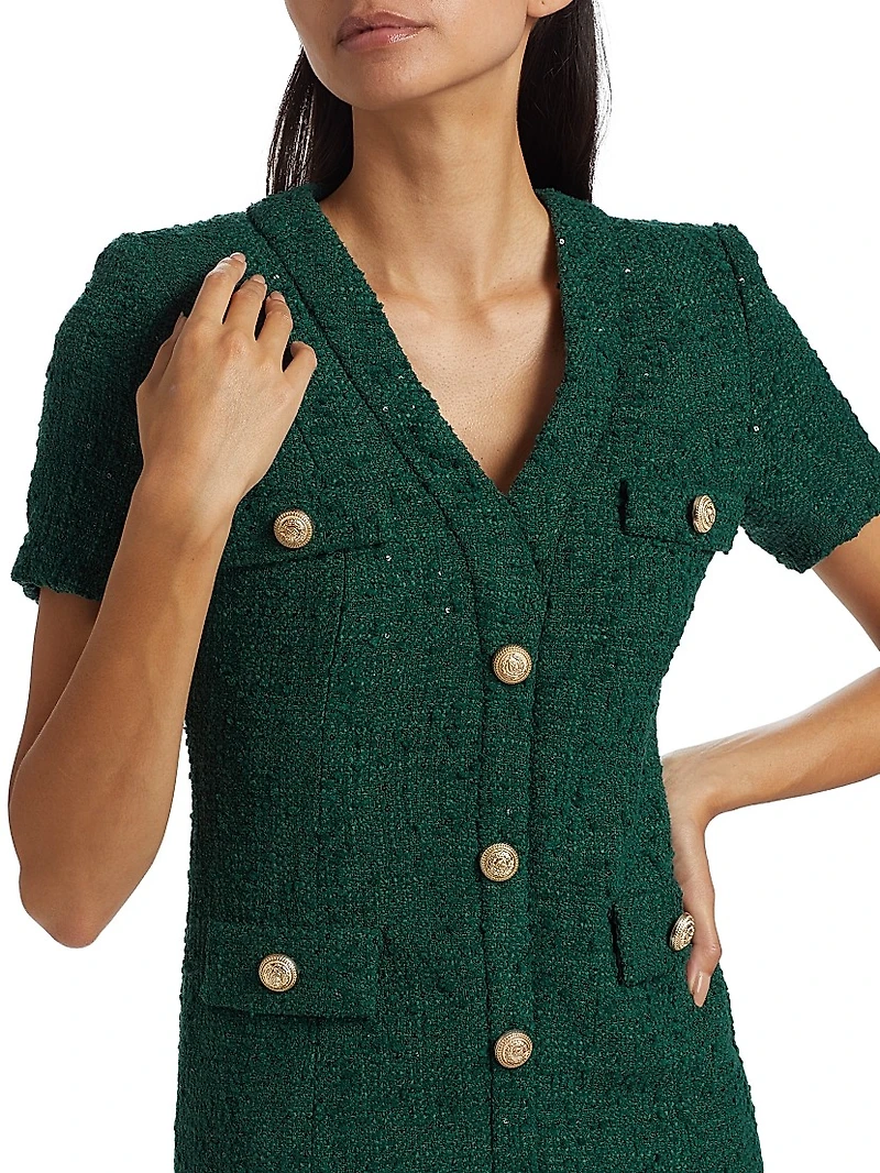 Anne Tweed V-Neck Minidress