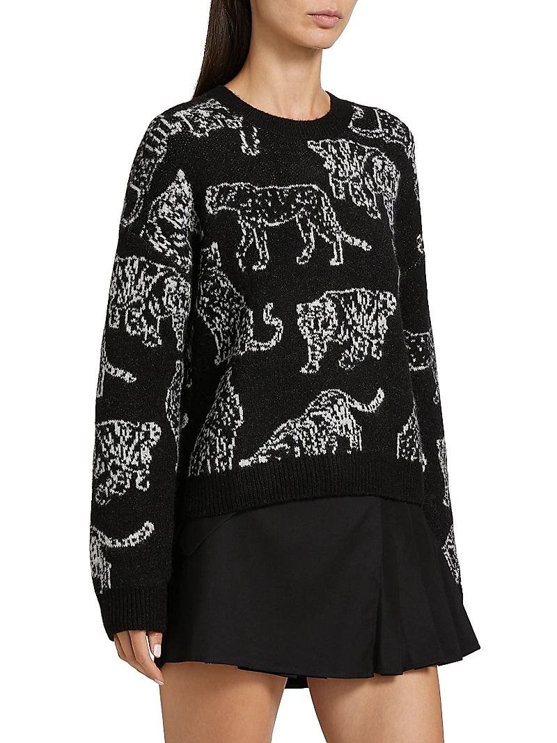 Perci Animal-Patterned Knit Sweater