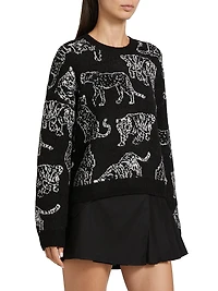 Perci Animal-Patterned Knit Sweater