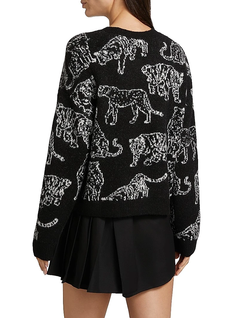 Perci Animal-Patterned Knit Sweater