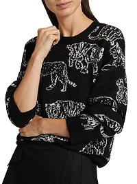 Perci Animal-Patterned Knit Sweater