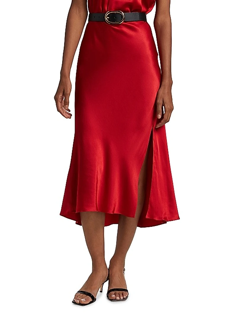 Maya Satin Midi-Skirt